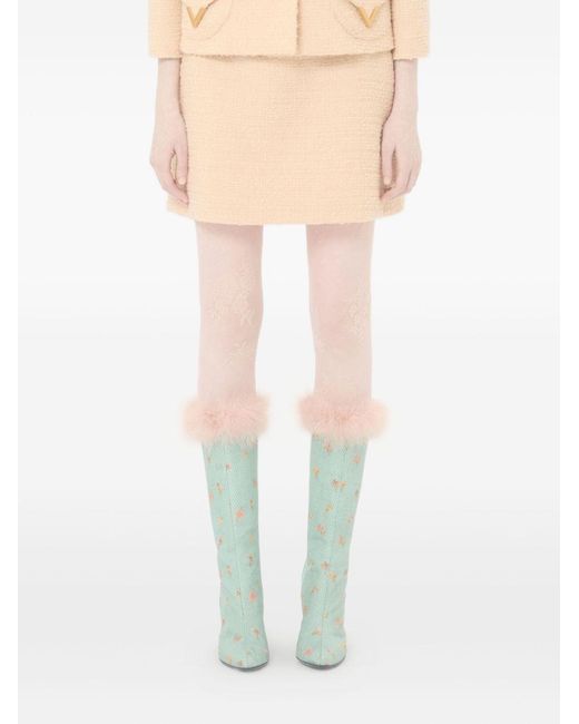 Valentino Natural Vlogo Signature Wool Skirt