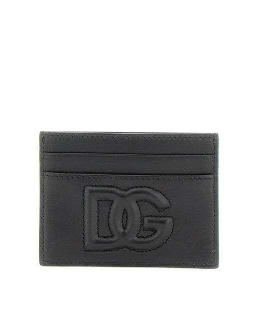 Dolce & Gabbana Schwarzer Lederkartenhalter mit Logo Dolce & Gabbana de color Black
