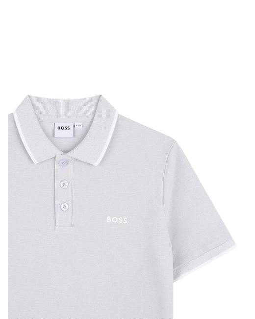 Boss White Polo A Maniche Corte