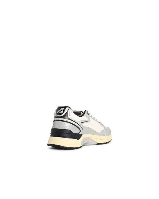 Autry "Hyperway Low" silberne und schwarze Mesh-Sneaker in White für Herren