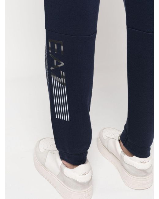 EA7 Blue Logo-print Track Pants for men