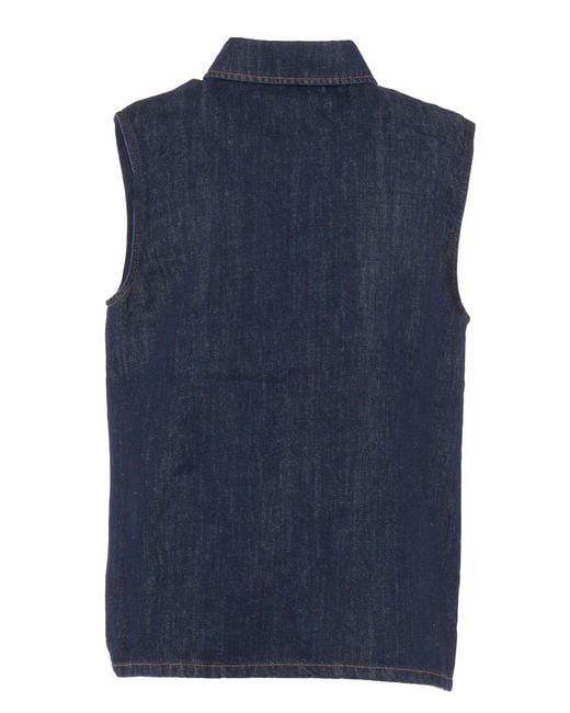 7 For All Mankind Blue Sleeveless Shirt Blossom