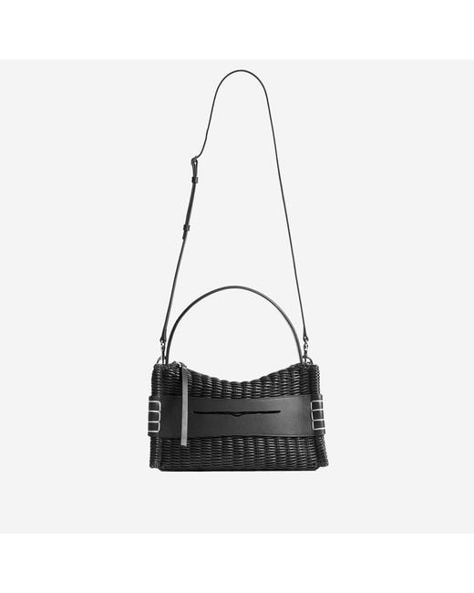 J.W. Anderson Black Woven Leather Loafer Bag