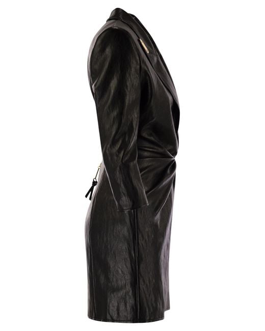 Elisabetta Franchi Black Craquelé Dress With Lapels
