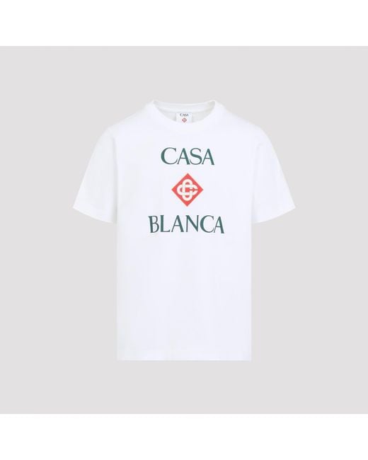 Casablanca White Logo-Print Short-Sleeve T-Shirt