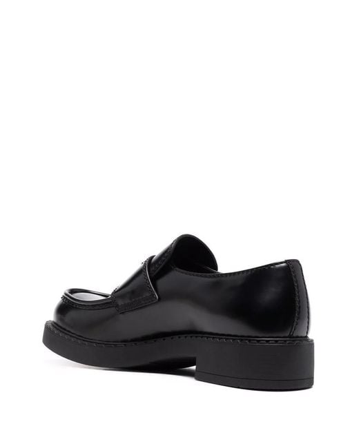 Prada Black Brushed Leather Loafers for men