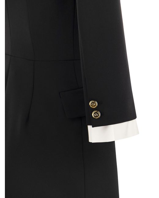 Robe Manteau en double crêpe Elisabetta Franchi en coloris Black