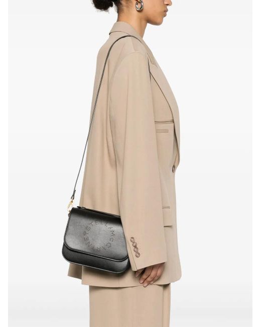 Stella McCartney Black Crossbody Bag mit perforiertem Logo