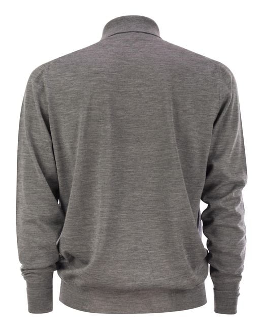 PT Torino Gray Wool Polo Shirt for men