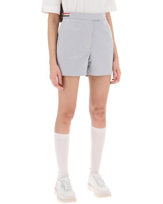 Seersucker Shorts de couture Thom Browne en coloris Gray