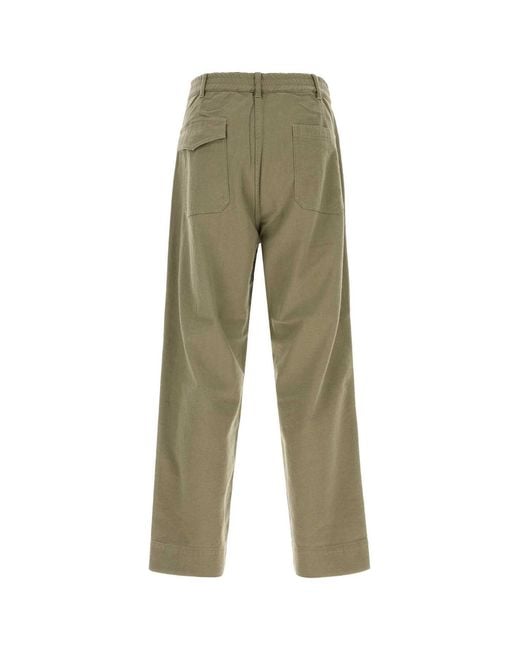Nanamica Green Silk Nep Cotton Twill Deck Pants for men