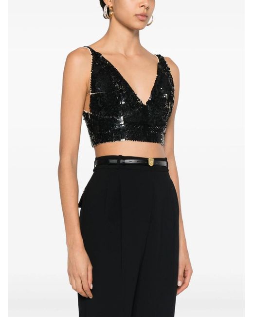 P.A.R.O.S.H. Black P.A.R.O..H. Grand Sequinned Crop Top