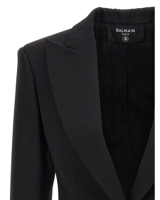 Blazer Double Breasted avec des boutons de logo Balmain en coloris Black