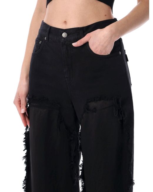 Haikure Black Bonnie Satin Bull Boyfriend Pants