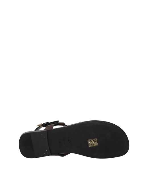 Saint Laurent Brown Cassandra Flip Flops Leather/Moro Head