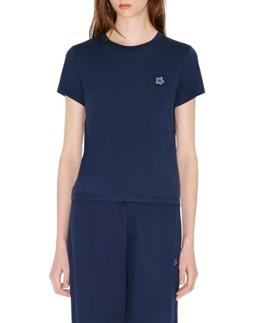 KENZO White T Shirt With Floral Appliques