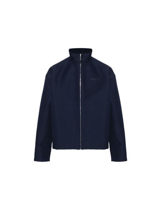 Gucci Blue Wool Long Sleeve Bomber Jacket for men