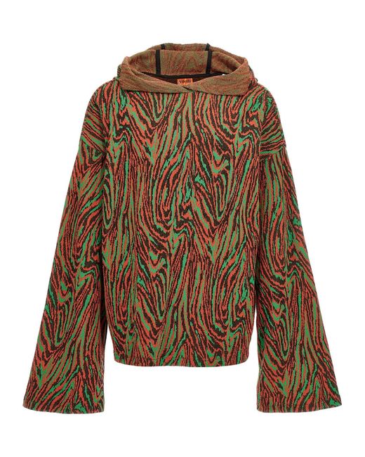 'Flow Jacquard' Maglione Con Cappuccio di VITELLI in Brown da Uomo