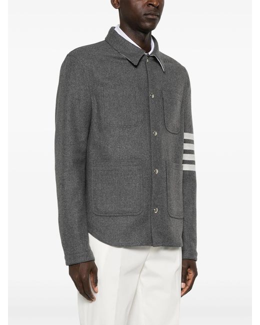 Thom Browne 4-Bar Vilten Shirtjack in het Black