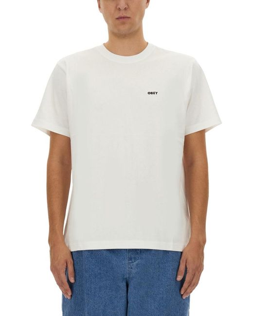 Obey White T-Shirt With Logo for men