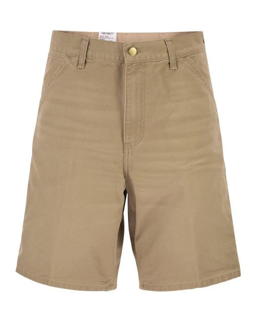 Carhartt Natural Denim Bermuda Shorts With Logo On The Back