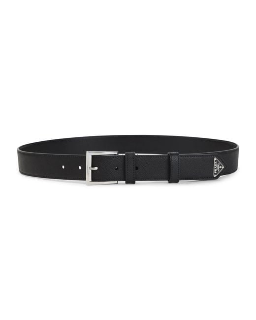 Prada Black Textured Buckle Belt for men