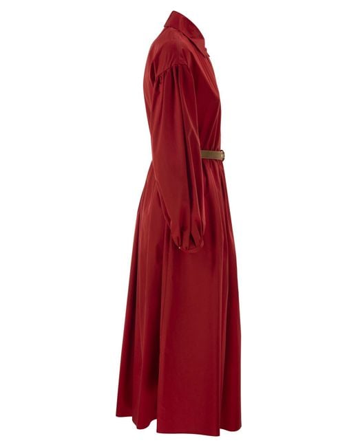 Max Mara Red Mstmarmo Cotton Shirt Dress