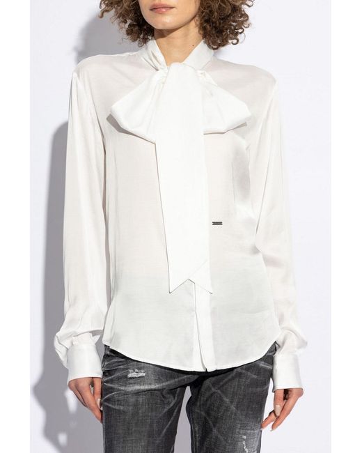 DSquared² White Paris Bow Shirt