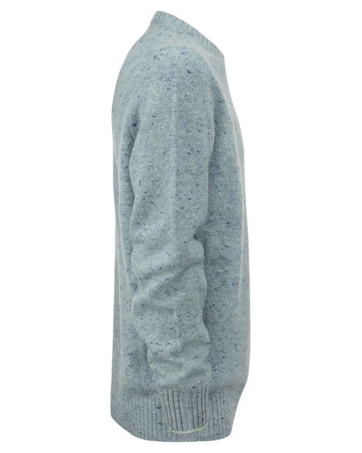Brunello Cucinelli Blue Crew Neck -Pullover in Wolle und Kaschmirmischung