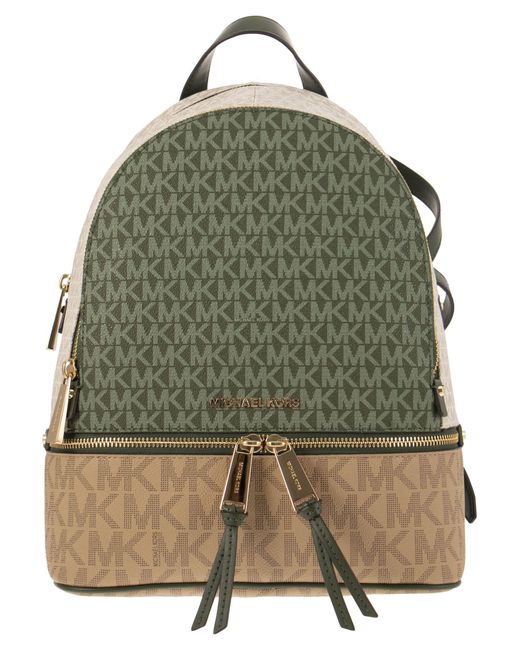 Michael Kors Rhea Color Block Backpack Met Logo in het Green