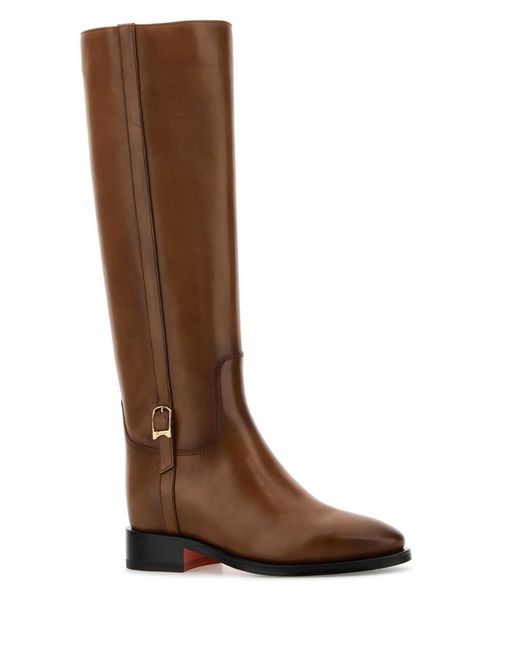 Santoni Brown Leather Mandy Boots