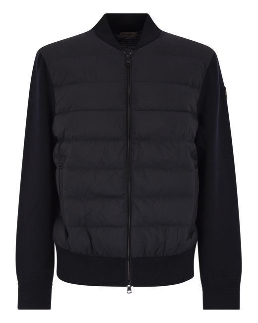 Moncler Gepolsterte Woll -Strickjacke mit Reißverschluss in Black für Herren
