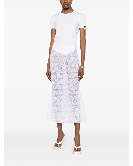Oseree White Bridal O Lover Lace Long Skirt