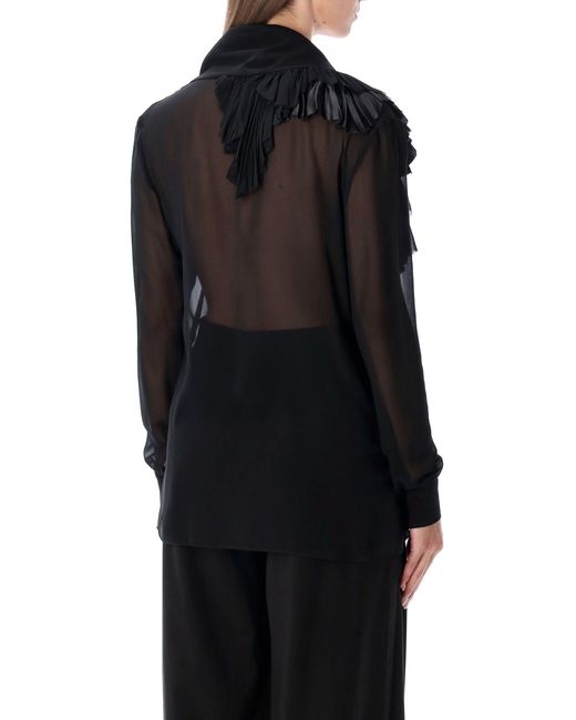 Alberta Ferretti Black Alberta Ferretti Silk Georgette Blouse With Ruffles