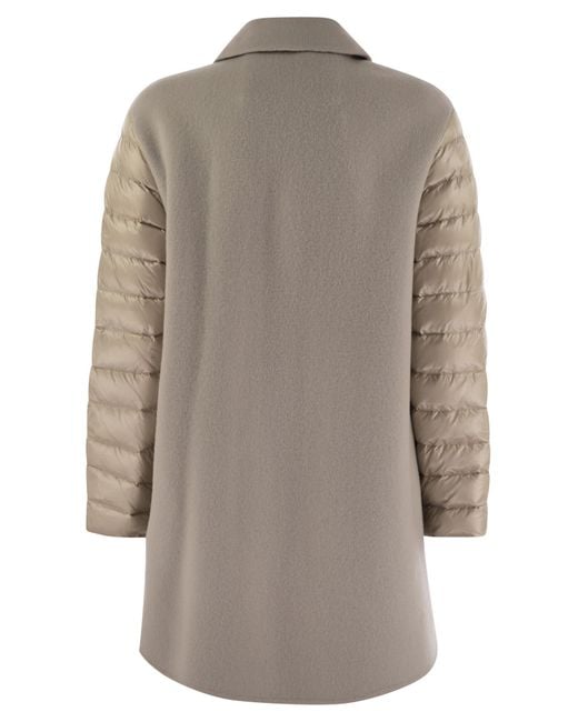 Herno Gray Coat With Down Sleeves
