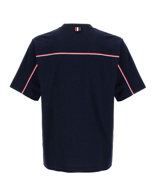 Thom Browne Blue Rwb Knit Trim' T-Shirt for men
