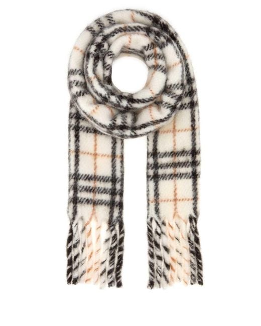 Burberry White Embroidered Alpaca Blend Scarf