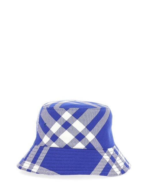 Burberry Blue Bucket Check Hat
