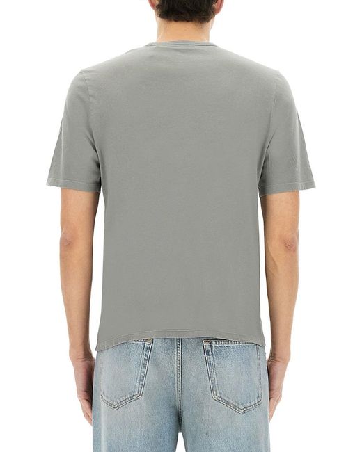 Saint Laurent Gray T Shirt Con Logo