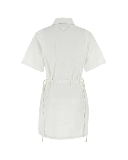 Prada White Poplin Shirt Dress Cotton