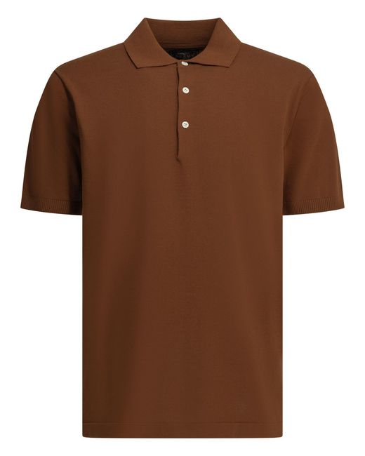 Polo con botones de algodón de Beams Plus de color Brown