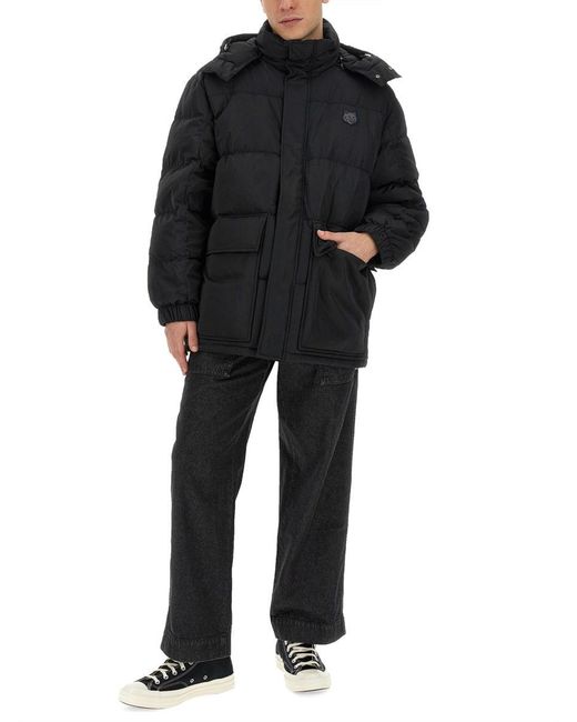 Maison Kitsuné Black Oversized Puffy Jacket With High Collar