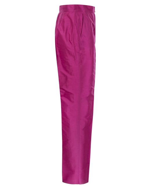 Pantaloni di seta dritta di Max Mara Valanga di Max Mara Studio in Pink