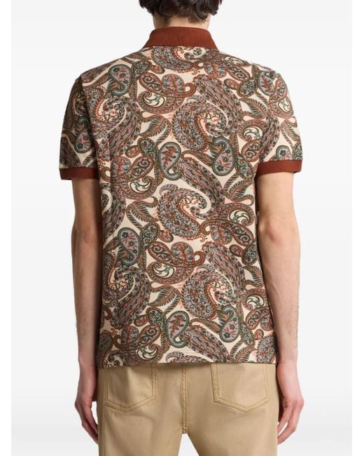 Etro Brown Paisley Print Polo