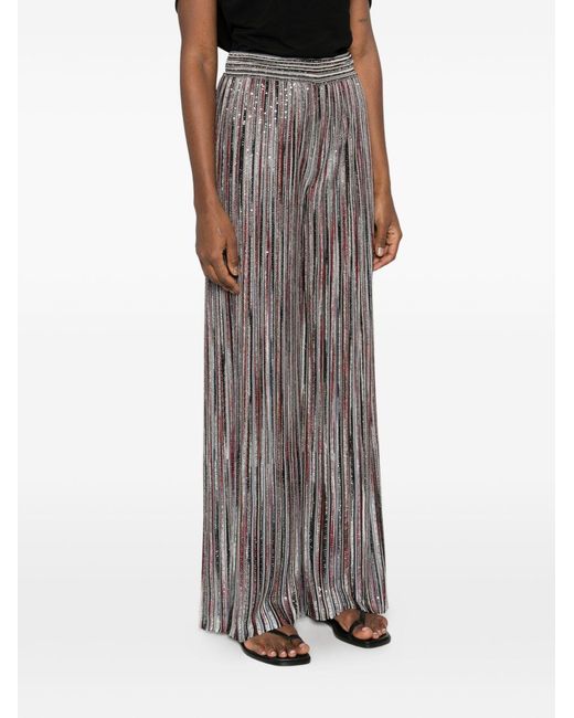 Missoni Gray Striped Wide-Leg Trousers