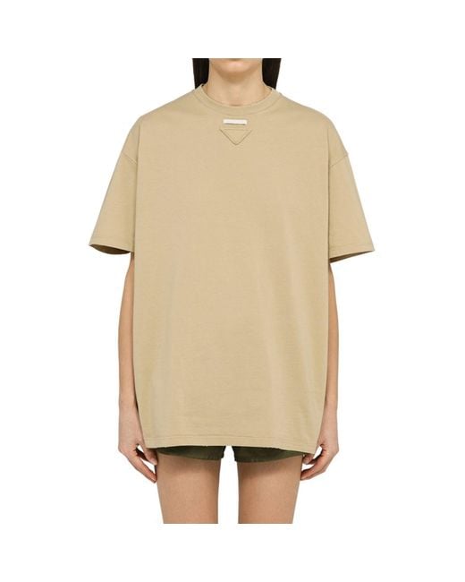 Prada Natural Cotton Patch T Shirt for men