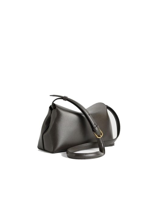 Totême Black T-Lock Leather Clutch Bag