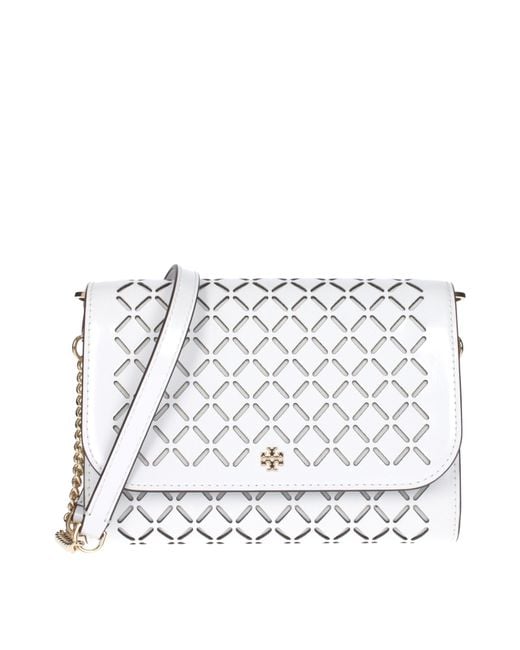 Tory Burch White Pochette Emerson Donna Pelle Bianco/Bianco Ottico