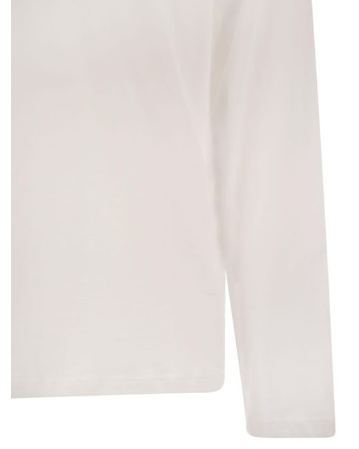 Majestic White Long Sleeved Crew Neck T Shirt