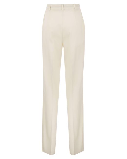 Max Mara Studio White Agami Wool Crepe Trousers